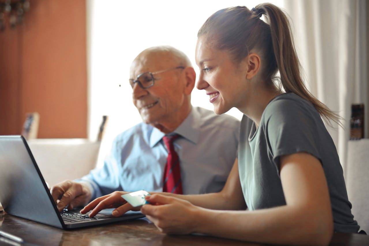 woman showing her grandparent LinkedIn