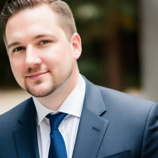 professional headshot of a white man with blue suit